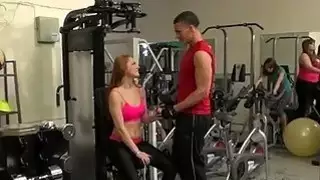 Redhead Farrah Flower fucked in the gym